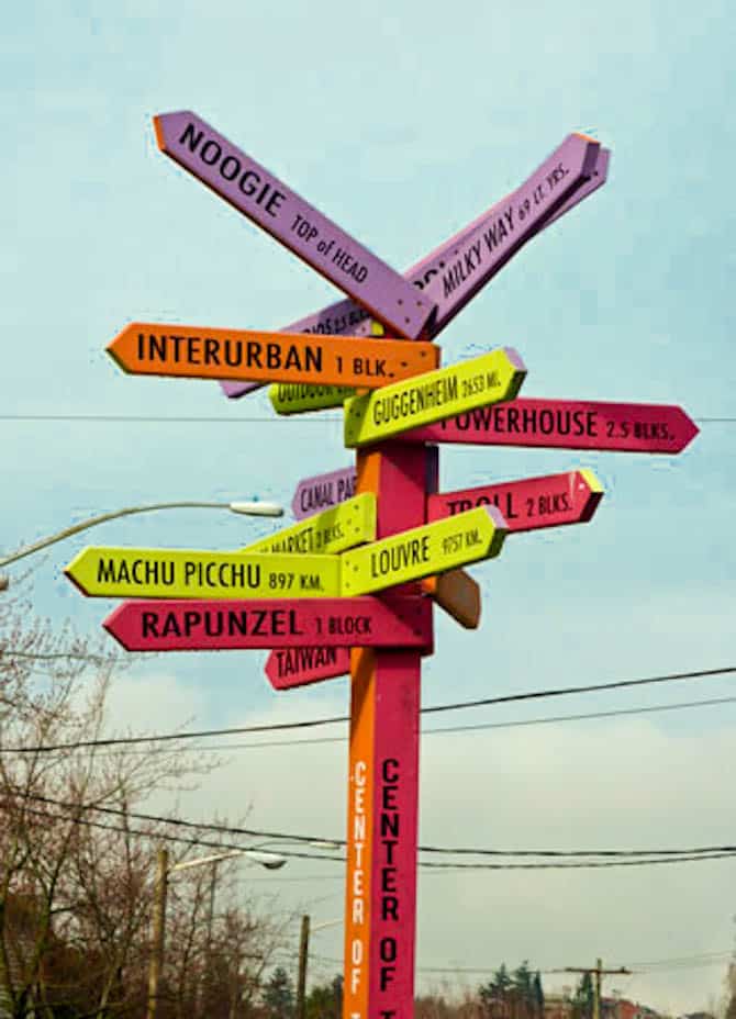 Fremont Center of the Universe sign