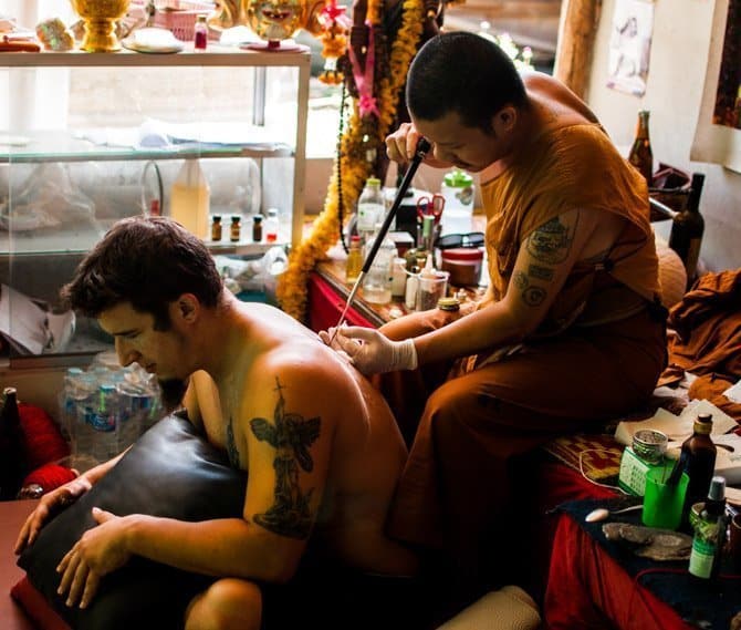 Getting a Sak Yant bamboo tattoo