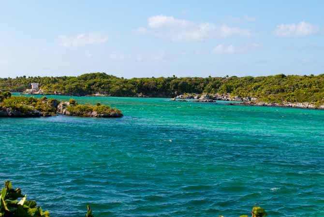 Crystal clear, turquoise water at Xel Ha water park near Tulum Mexico