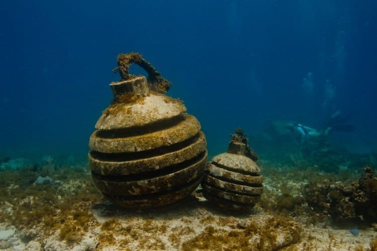 MUSA Underwater Time Bomb Sculpture at Museum in Cancun Mexico