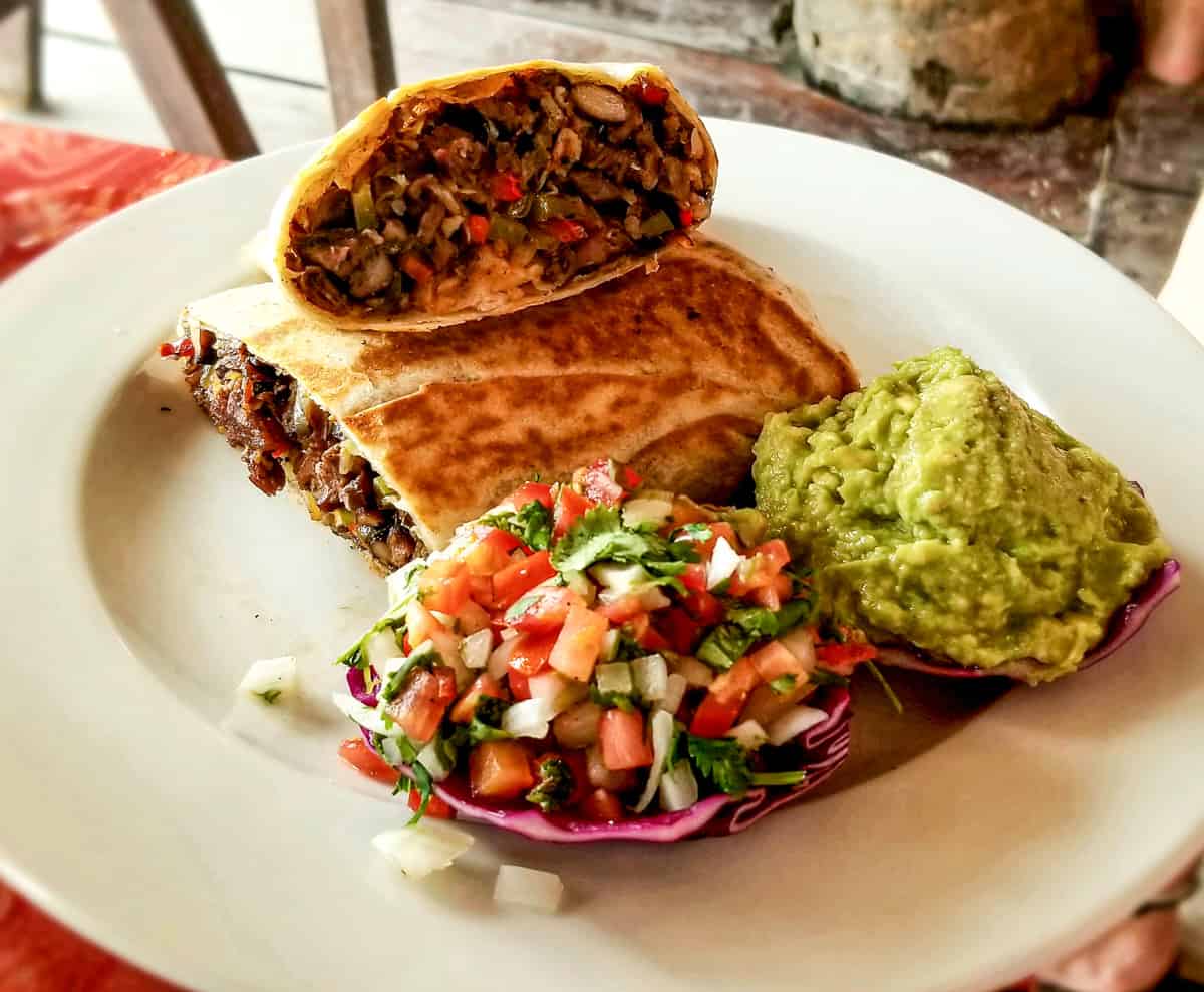 Arracherra burrito at Fusion Beach Bar in Playa del Carmen