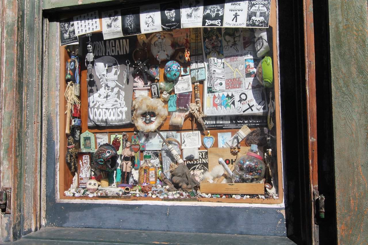 Window at a voodoo shop in New Orleans