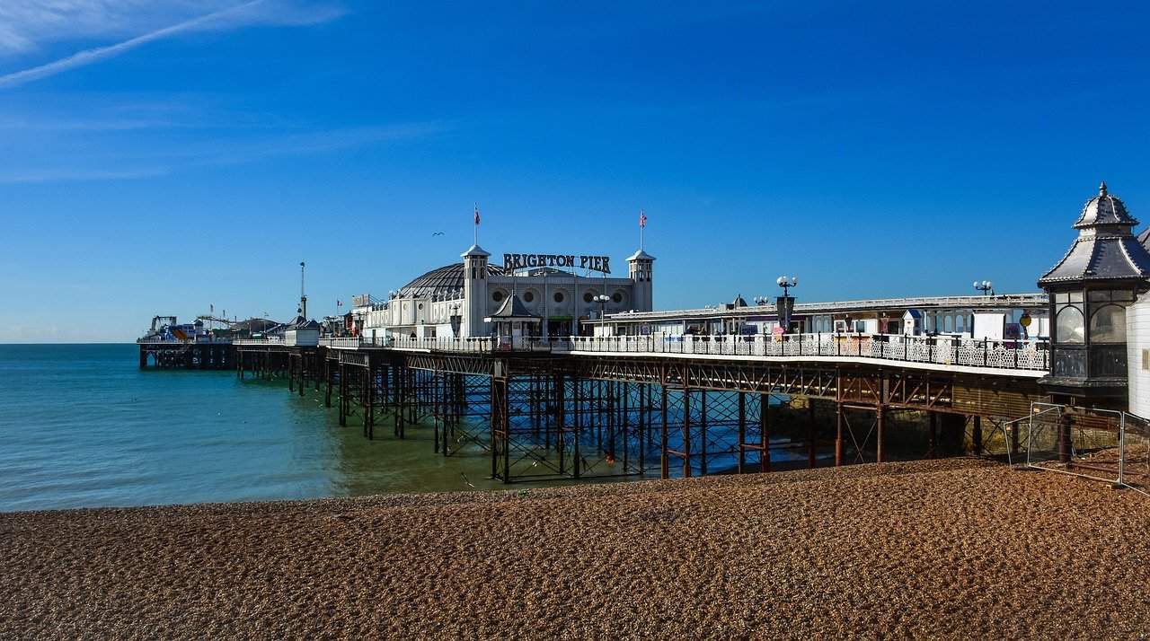 View of the beach with Brighton Pier 