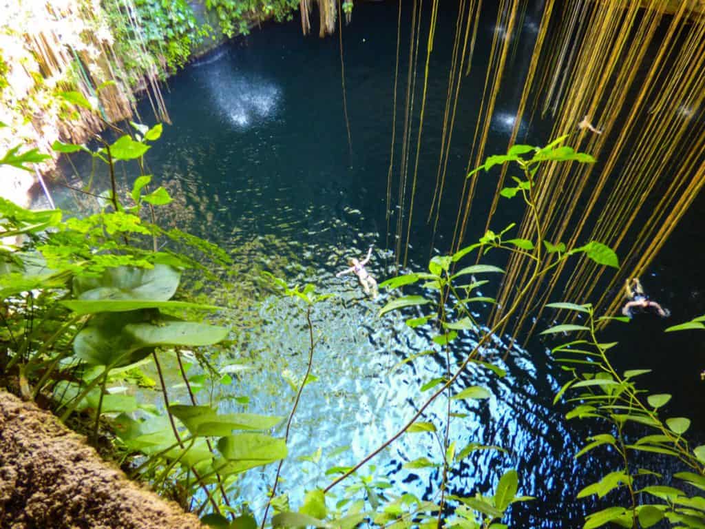 view from above of Ik'Kil Cenote Yucatan Mexico