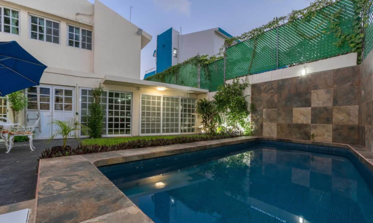 Private outdoor pool at an Airbnb in Cancun