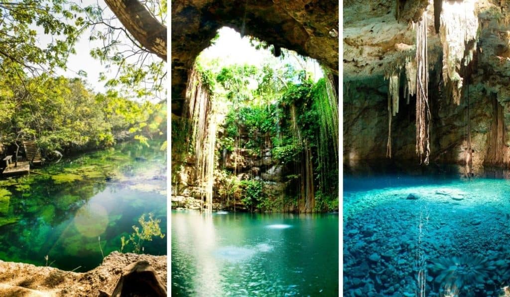 3 images of cenotes